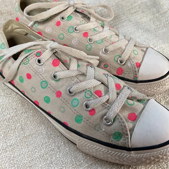 Converse All Star low top Ox Polka Dot lace-up sneakers, Size 4 - Picture 3 of 5